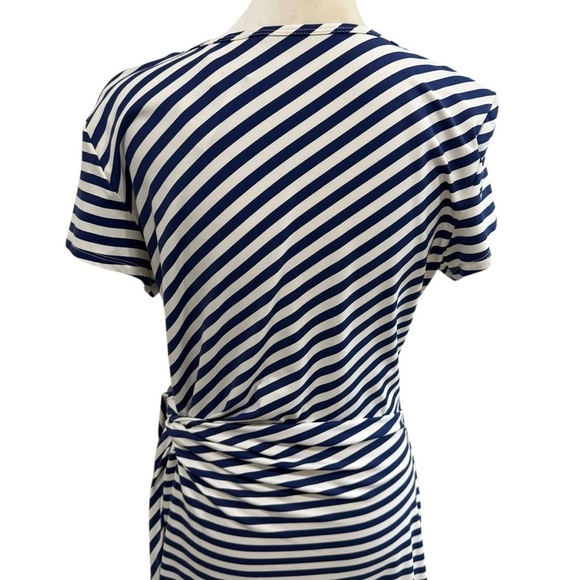 J. McLaughlin Catalina Cloth Elora Bangle Striped Navy Side Tie Dress Large NEW - Picture 9 of 16